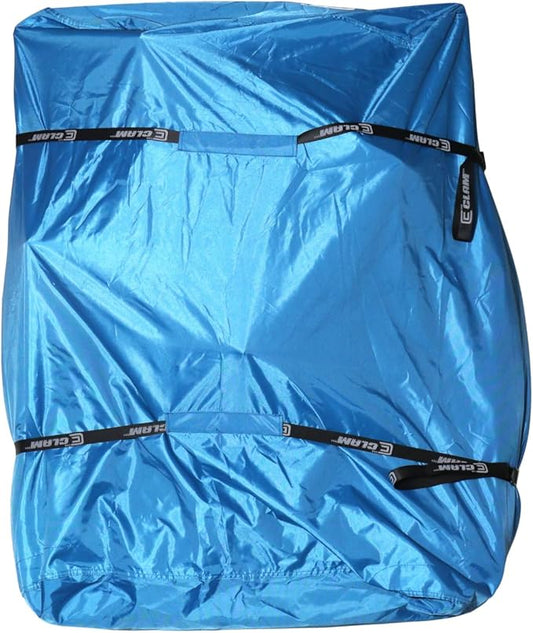 CLAM Ice Fishing Shelter Travel Cover – Heavy-Duty Polyester Cover for Voyager, Adventure, Tundra, Thermal XL, Large Nordic Sled – Weather-Resistant with Straps & Pockets – Blue