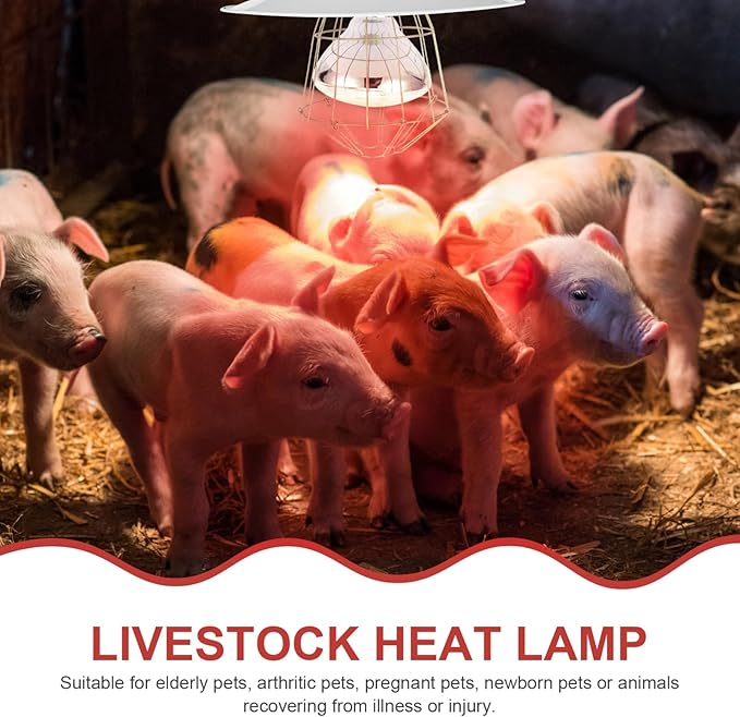 POPETPOP Livestock Heat Preservation Lamp Heat Lamp for Mini Pigs Poultry and Reptiles Flame-Retardant and Safe Design High-Temperature Resistance