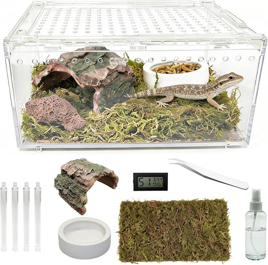 Reptile Terrarium Gecko Tank Tarantula Enclosure Acrylic Spider Terrarium Hermit Crab Tank for Scorpion Insect Isopods Invertebrates Insect (Small)