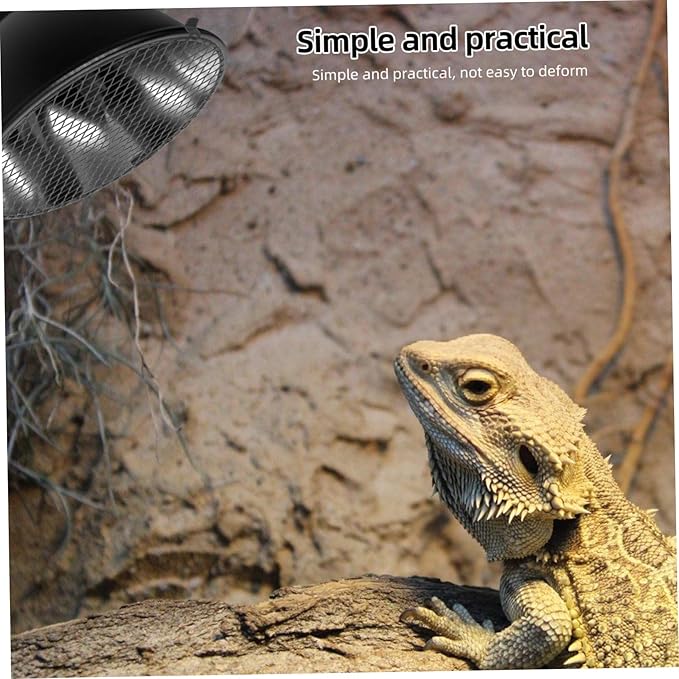 OUNONA Heat Lamp Shade Reptile Heat Lamp Guard Black Iron