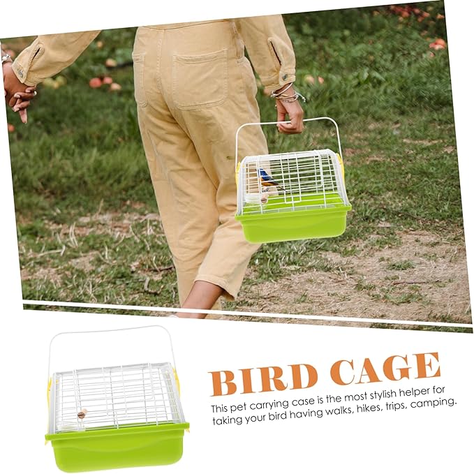 1 Set Portable Bird Carrier Cage for Parrots Lightweight Travel Cage with Handle Breathable Wire Structure for Hiking Sightseeing Camping Trips