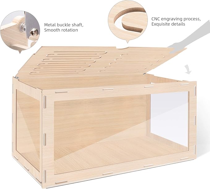 Niteangel Bigger World - MDF Aspen Terrarium for Hamster Gerbils Mice Lemming Degus or Other Small-Sized Pets(39.4 x 19.7 x 19.7 inches, Burlywood)