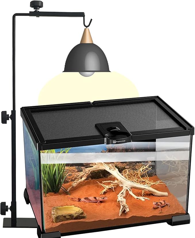 Reptile Lamp Stand,Lizard Heat Lamp Stand Height Adjustable 14.17-24.01" Floor Lamps Bracket Reptiles Tank Light Support for Reptile Glass Terrarium Amphibians Terrestrial Invertebrates Vivarium
