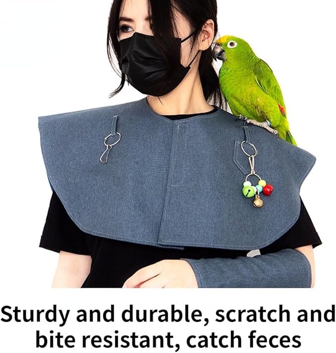 Pet Bird Shoulder Poop Protector and Protective Anti-Scratch Arm Guard Set, Anti-Bite Shoulder Pad Diaper Shawl for Parrot Macaw African Budgies Parakeet Agapornis Fischeri Cockatiel Lovebird