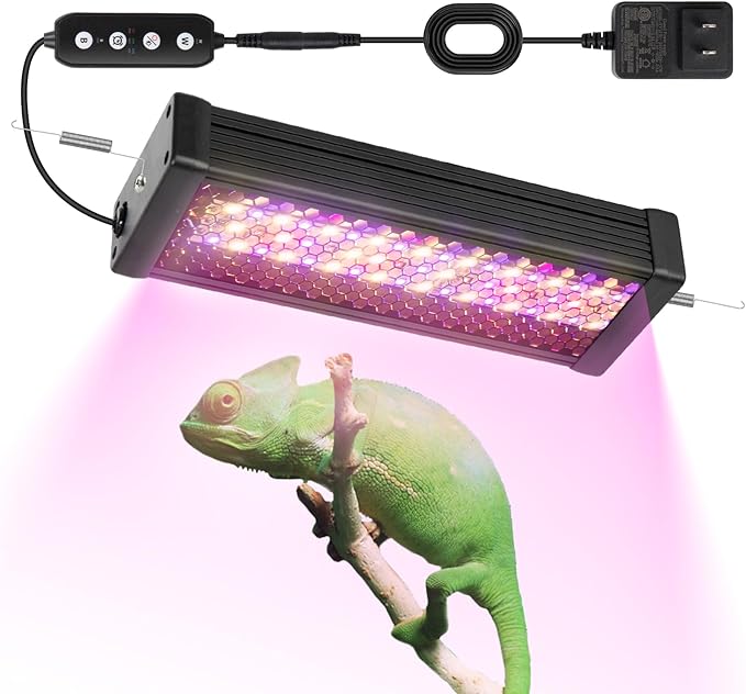 HNRLOY Reptile UVB LED Light Full Spectrum,18W UVA/UVB LED Reptile Light for Bearded Dragons,Chameleons, Turtles,Lizards,Geckos,Snakes, Adjustable Timer, Dimmable Reptile Lamp with 3 Lighting Modes