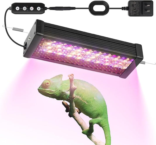 HNRLOY Reptile UVB LED Light Full Spectrum,18W UVA/UVB LED Reptile Light for Bearded Dragons,Chameleons, Turtles,Lizards,Geckos,Snakes, Adjustable Timer, Dimmable Reptile Lamp with 3 Lighting Modes