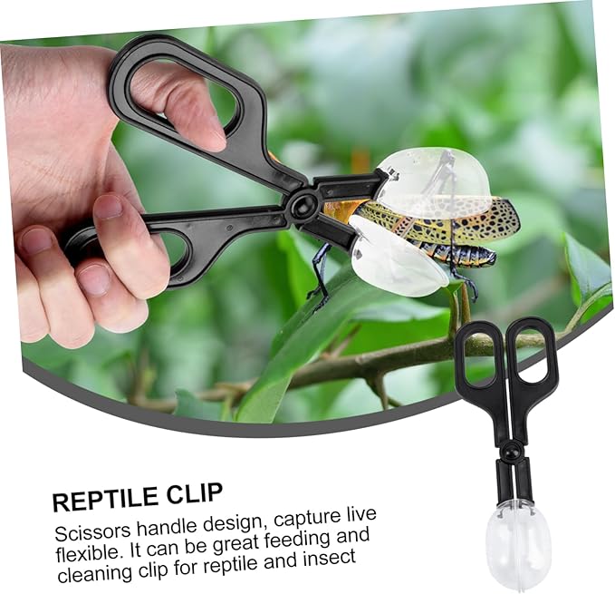 Happyyami 3pcs Reptile Feeding Clip Durable Cleaning Clamp for Crickets and Insects Flexible Handle Design for Easy Use Tool for Reptile Care