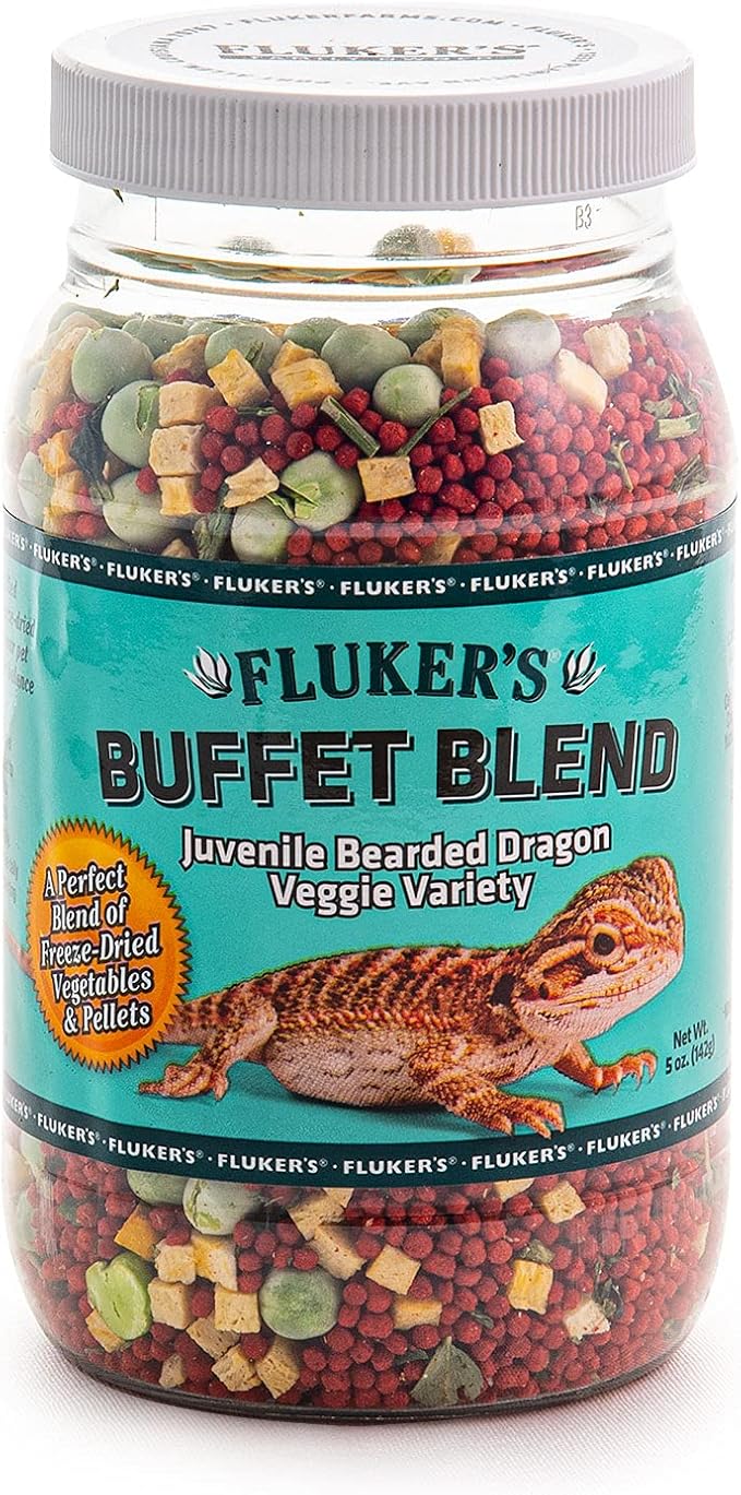 Fluker's Buffet Blend Juvenile Bearded Dragon Diet, Veggie Variety, 5 oz (Pack of 2)