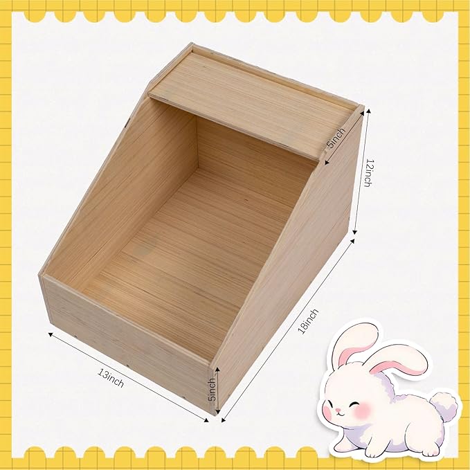Wood Rabbit Nesting Box, 18"x13"x12"Wooden Small Animals Hutch Hideout for Breeding,Suitable for Rabbits， Guinea Pig，& Other Small Animals