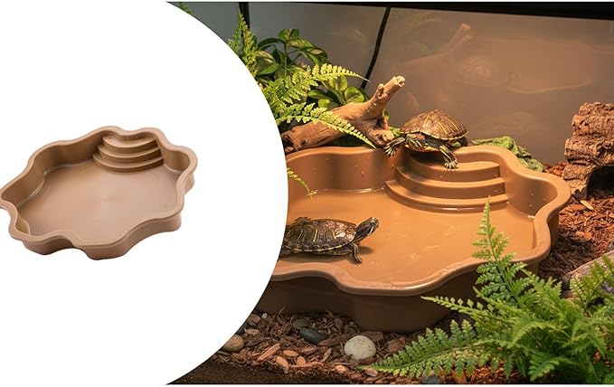 Pet Bathing Tub with Accessory Ramp - Reptile Soaking Container with Climbing Feature