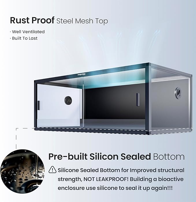 Phailozoo Stackable Reptile Enclosure, 85 Gallon Reptile Tank for Bearded Dragon, Snake, Ball Python, Colorful Aluminum Frame & Front Opening Tempered Glass Door with Handles for Easy Maintenance
