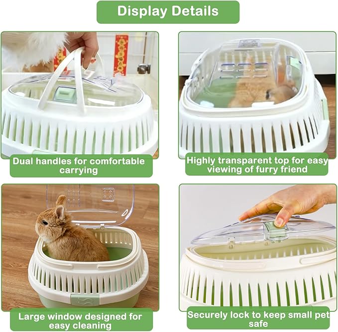 Hamster Carrier Guinea Pig Carrier 13 X 11 X 8 in Portable Hamster Travel Cage with Ventilation Holes Outdoor Small Pet Carrier for Rat Gerbil Rabbit Hedgehog Squirrel Mouse Bunny