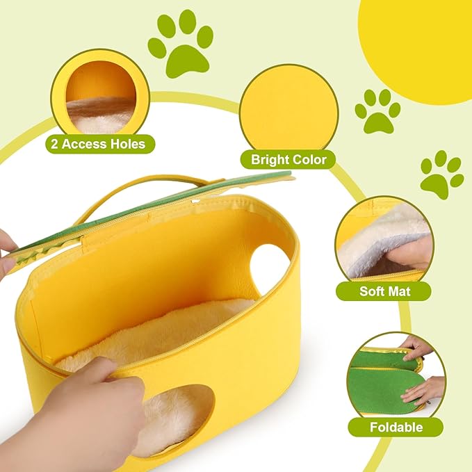 Christmas Guinea Pig Hideout, Large Cozy Bed, Warm Small Animal Cage House for Chinchilla, Hamster, Ferrets, Hedgehog, Rats and Other Small Pets