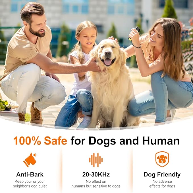 SEDULAN Dog Bark Deterrent Devices Anti Barking Device for Dogs Ultrasonic Bark Stopper Portable Dog Training Tool Indoor Outdoor Up to 50ft Correct Bad Behavior of Own or Neighbor's Dog (Black)