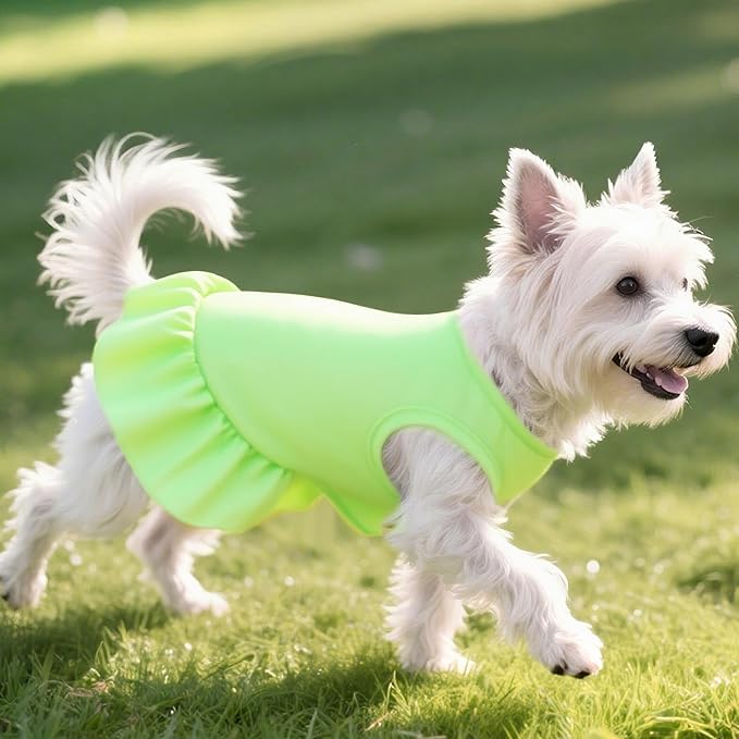 2 Pcs Dog Dresses Cat Skirt Solid Color Dog Clothes Summer Sleeveless Puppy Girl Clothes for Small Pet Dogs Cats (Yellow,Green, X-Small)