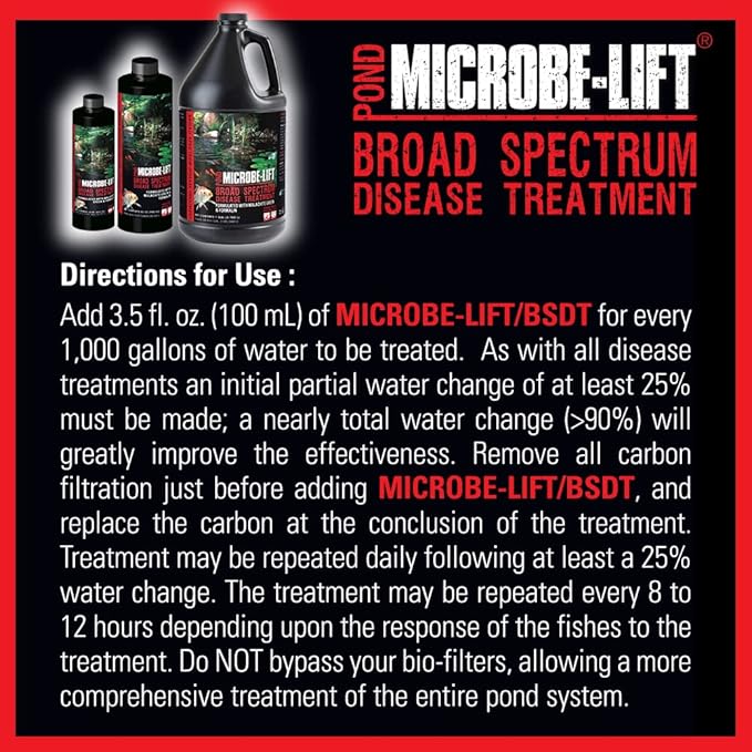 MICROBE-LIFT Broad Spectrum Disease Treatment for Ponds and Outdoor Water Gardens, Safe for Live Koi Fish, Goldfish, Plants, and Decor, 32 Fl Oz