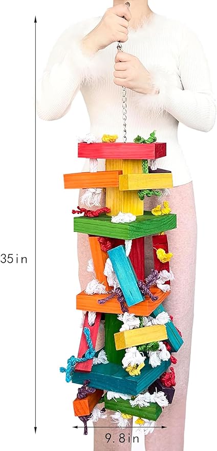 LUCKITTY 35" Extra Large Parrot Toys - Chewable Foraging Toys for Macaws, African Grey, Amazon Parrots - Durable Bird Cage Accessories Gift