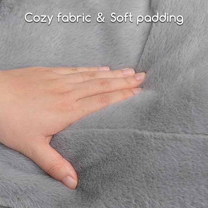 Hollypet Fluffy Dog Cat Bed Pet Couch Beds Plush Soft Warming Washable Puppy Bed for Small Medium Dogs and Large Cats, Silver Gray, 24" L x 18" W x 10" Th