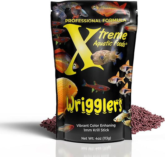 Xtreme Wrigglers - Krill-Based Live Fish Food Alternative - Vibrant Colors, Natural Protein Source, Convenient Resealable Pouch - USA Farm Grown (4oz)