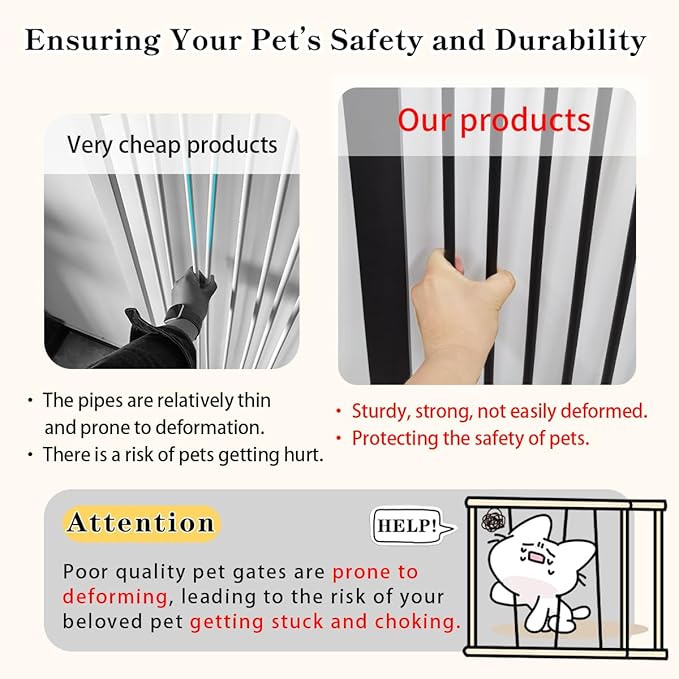 Lumizone Extra Tall Cat Gate 55.12" High Pressure Mounted Extra Wide 2025 New (17 Sizes) 1.37" Gap No Drilling Auto-Close One-Handed Operation Tall Pet Gate for Dogs(Black, 55.12" H x 29.92"-59.44" W)