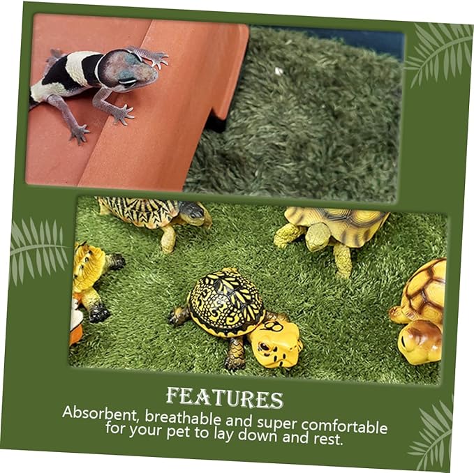 Mikikit Lifelike Fake Lawn Reptile Carpet Mat for Terrarium Bedding Comfortable and Breathable Pet Cushion for Tortoises Lizards and Other Reptiles