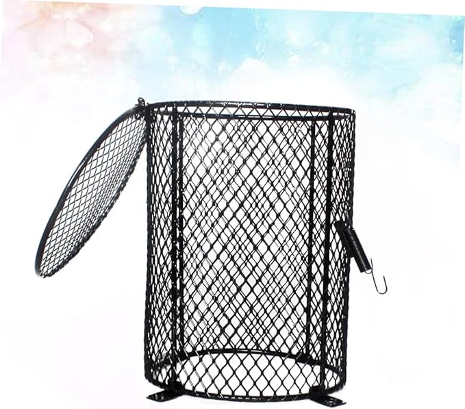 POPETPOP Reptile Scald Lampshade Cover Heating Lamp Protector for PET Reptiles Round Black Shade for Terrariums