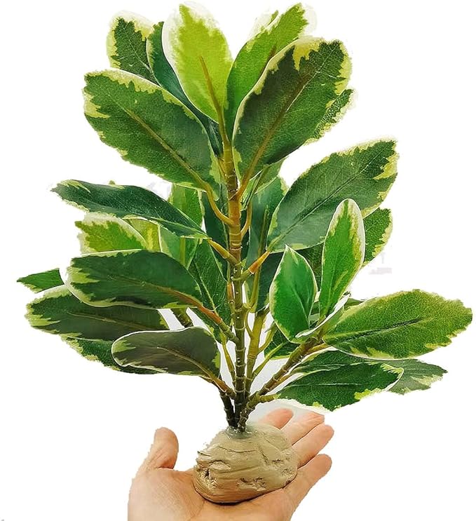 Reptile Plants Terrarium Artificial Leaves Reptile Tank Decorations for Bearded Dragon Lizard Snake Geckos Chameleon Amphibian Habitat Terrarium Decor
