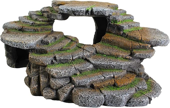PENN-PLAX (REP183) Reptology Shale Scape Step Ledge & Cave Hideout – Decorative Resin for Aquariums & Terrariums, Great for Reptiles, Amphibians, and Fish, Large (Pack of 6)