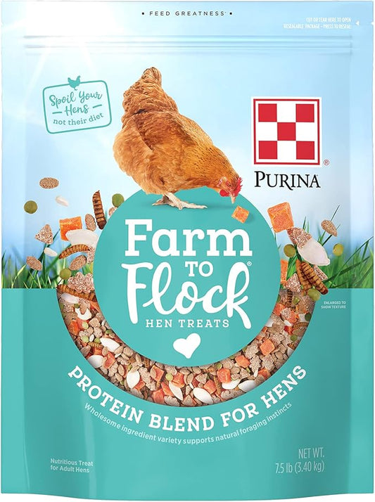 Purina Farm to Flock Protein Blend for Hens | Hen Treats | 7.5 Pound (7.5 LB) Bag