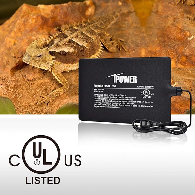 iPower Reptile Heating Pad, Under Tank Heater, Waterproof Terrarium Heat Mat 6X8 Inch, for Turtle, Lizard, Frog, Snake and Other Reptiles