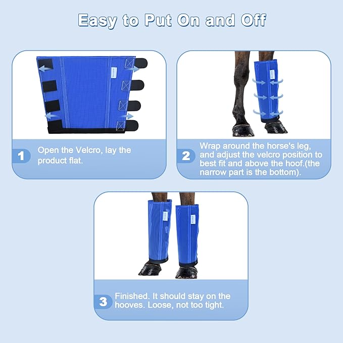 Horse Fly Boots Set of 4, Mesh Boots for Horses, Leggings for Horses, Reduce-Stomping, Breathable Mesh, Loose Fitting, Stay Up Not Sag, No Rub