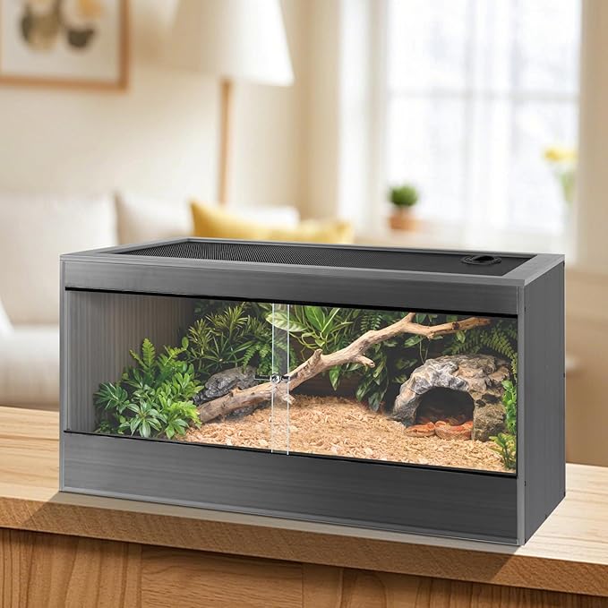 50 Gallon Reptile Enclosure, 36x18x18 Composite Wood & Plastic Eco Reptile Tank Terrarium, 36" Wide Lightweight Reptile Habitat Lounge for Ball Python Bearded Dragon Gecko Turtle