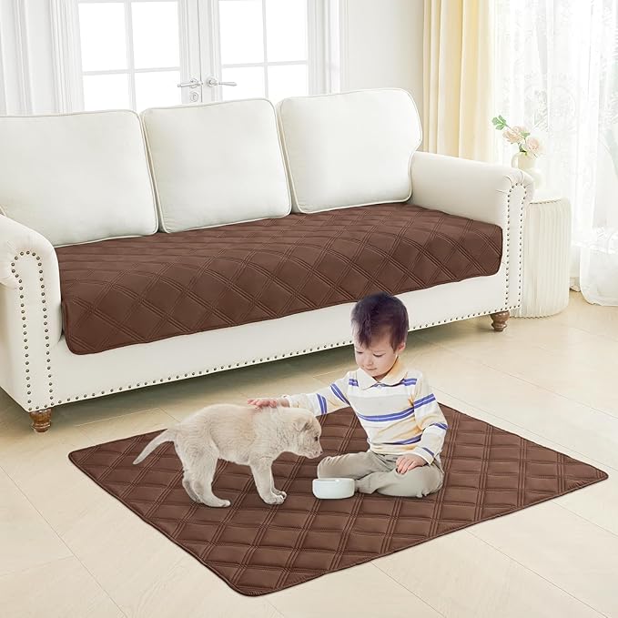 Smiry Waterproof Dog Bed Cover Blanket 30x70, Soft Reversible Pet Blanket, Washable Leakproof Cats Dogs Couch Cover for Sofa, Couch, Furniture, Brown/Brown