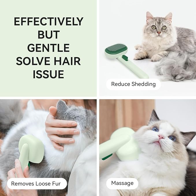 aumuca Cat Brush for Shedding, Cat Brushes for Indoor Cats, Horses Grooming Deshedding Brush for Dog Kitten Horse Massage Removes Loose Fur, Forest Green - Image 2