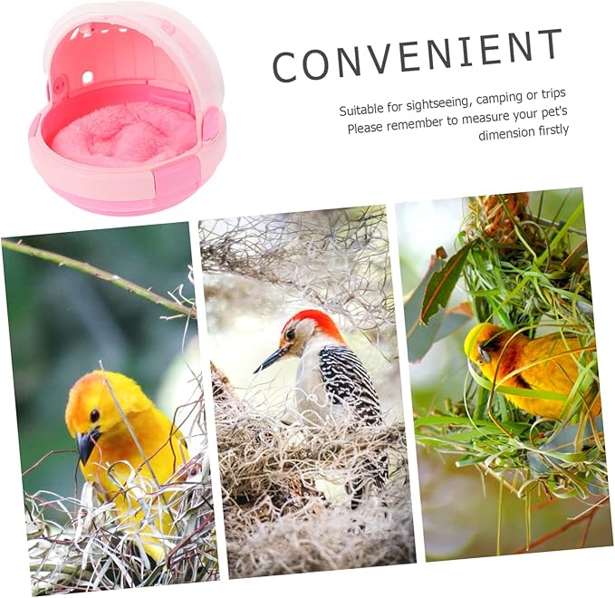 Toyvian 1Set Portable Parrot Travel Cage Carrier with Hand Held Design Outdoor Bird Nest for and Comfortable Pet Supply with Warm Pad for Travel and Hiking