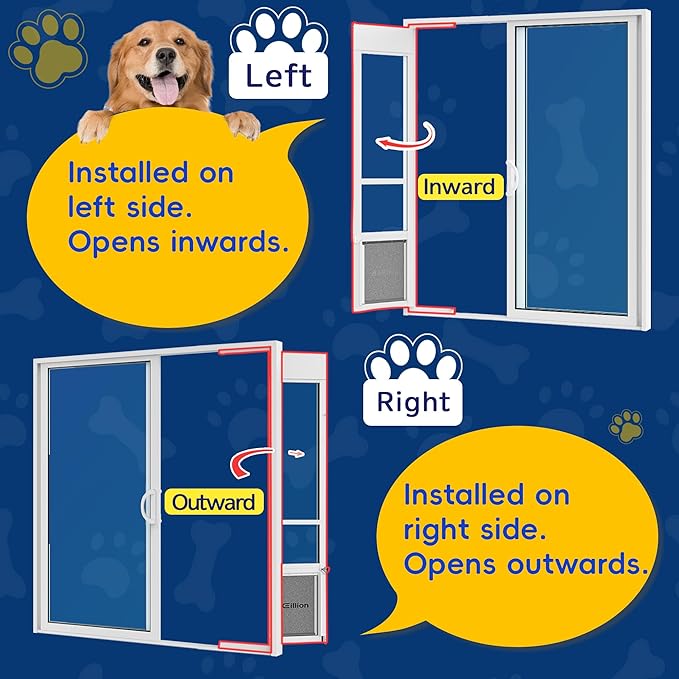 XLarge Dog Door for Sliding Glass Doors, 91 7/16" to 96" Tall, 12.8" Wide, Aluminum Frame, Magnetic Seal, Perfect for X-Large Pets Up to 220 lbs