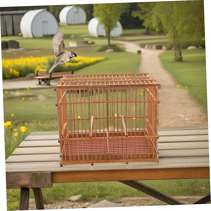 Bamboo Bird Cage for Small Parrots and Lovebirds Portable Woven Birdcage for Indoor and Outdoor Use Lightweight Travel Carrier Hollow Design