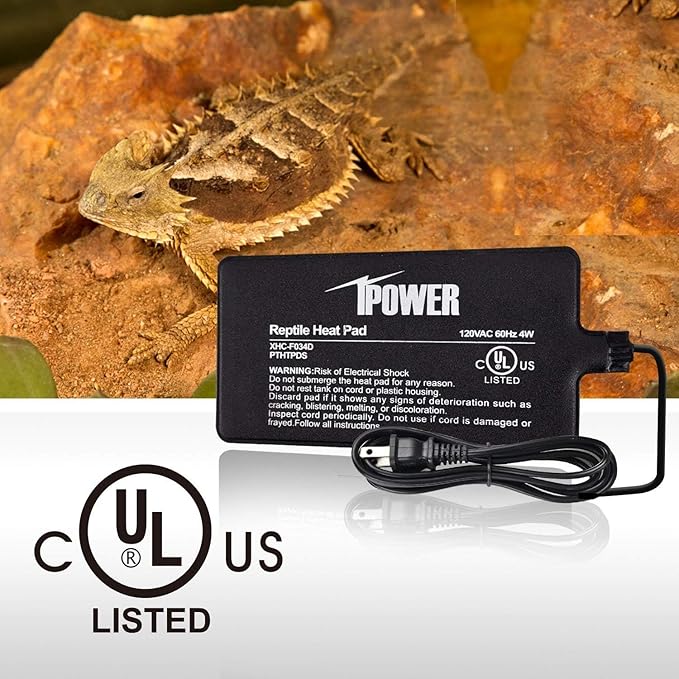 iPower Reptile Heat Pad 4X7 Inch 4W Heating Mat with Digital Thermometer for Turtle, Lizard, Frog, Snake, Reptile, and Other Small Animals