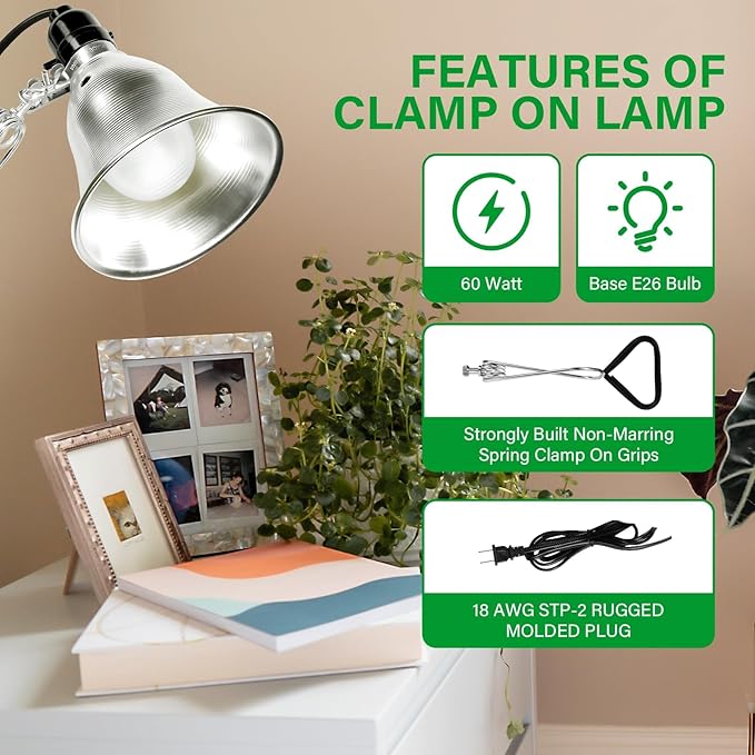 Simple Deluxe 4-Pack Clamp Lamp Light with 5.5 Inch Aluminum Reflector up to 60 Watt E26 (no Bulb Included), 6 Feet Cord