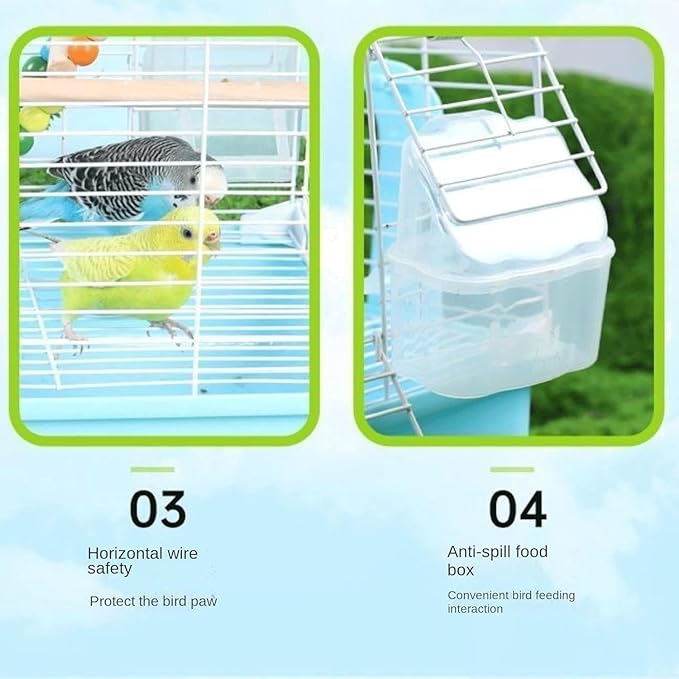 Bird Cage Bird Aviary Metal Tall Tiel Cage Parrot Cage Flight Birdcag Portable Bird Carrier with Handle Travel Carrier Cage(Brown)