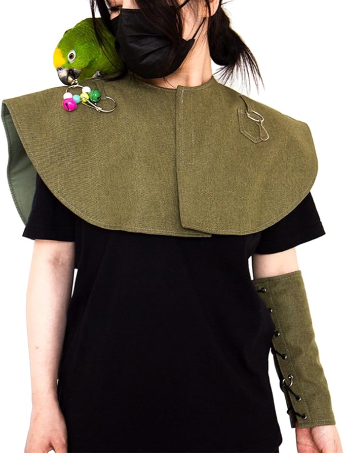 Pet Bird Shoulder Poop Protector and Protective Anti-Scratch Arm Guard Set, Anti-Bite Shoulder Pad Diaper Shawl for Parrot Macaw African Budgies Parakeet Agapornis Fischeri Cockatiel Lovebird