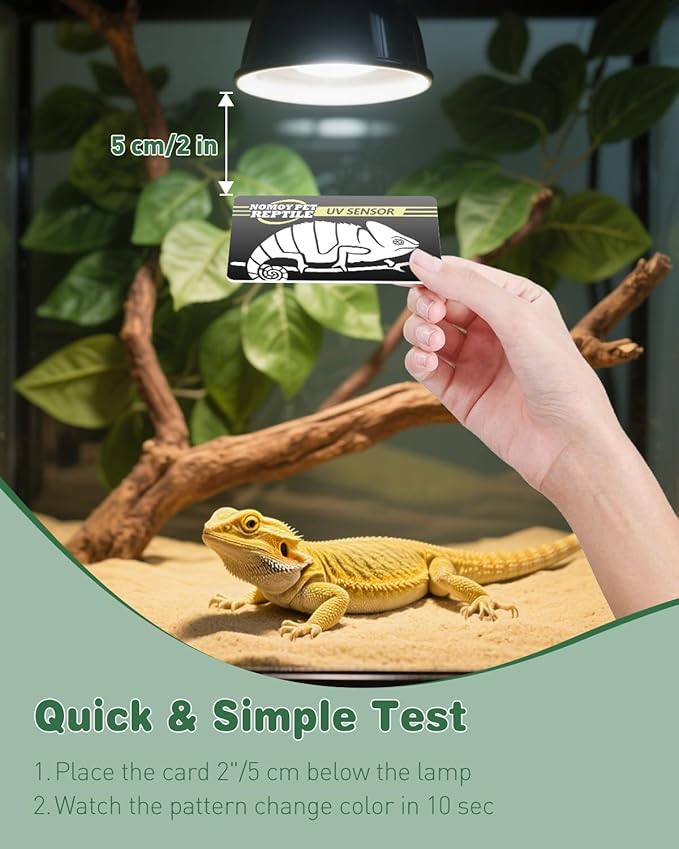 Pawfly 5 Pcs UV Test Card for Reptile Lights, Reusable Reptile Lamp UV Sensor up to 500 Times, UVA UVB Fluorescent Lamp Tester Card, Photochromic UVB Card Indicator, Portable UV Detector