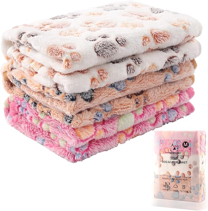 MIWOPET 3 Pack Cat and Dog Blanket Soft & Warm Fleece Flannel Sleep Mat, Great Pet Throw for Puppy, Kitten,Cats,Small, Medium & Large Dogs (Medium 30" x 20")