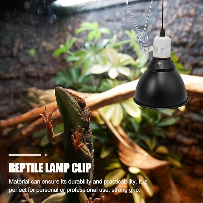 Reptile Lampshade Clip Aluminum Alloy Dome Clamp Spring Clip Lamp Holder for Pet Heat Lamp Fixture Suitable for Reptile Habitat Lighting