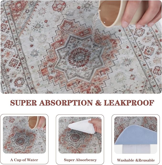 Qeils Washable Pee Pads, Reusable Puppy Pads Super Absorbent Leakproof Dog Training Pads, Non-Slip Wee Wee Pads for Crate, Floor, Potty Pads Feeding Mat Dog Pee 2 Pack 36"x41"