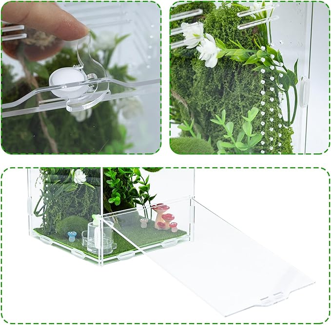 Jumping Spider Enclosure Accessories, DIY Habitat Decoration Set with Feeding Dish and Hideout, Spider Enclosure, Habitat Accessories for Jumping Spider, Tarantula, Insect