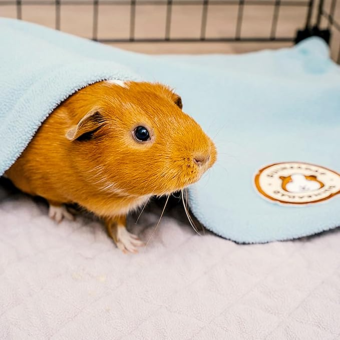 GuineaDad Original Reusable Cage Liner – Blue Fleece Bedding with Burrowing Pocket – Extra Absorbent Bamboo Core & Waterproof Bottom – Fits Midwest Guinea Pig Cage – Small Animal Supplies