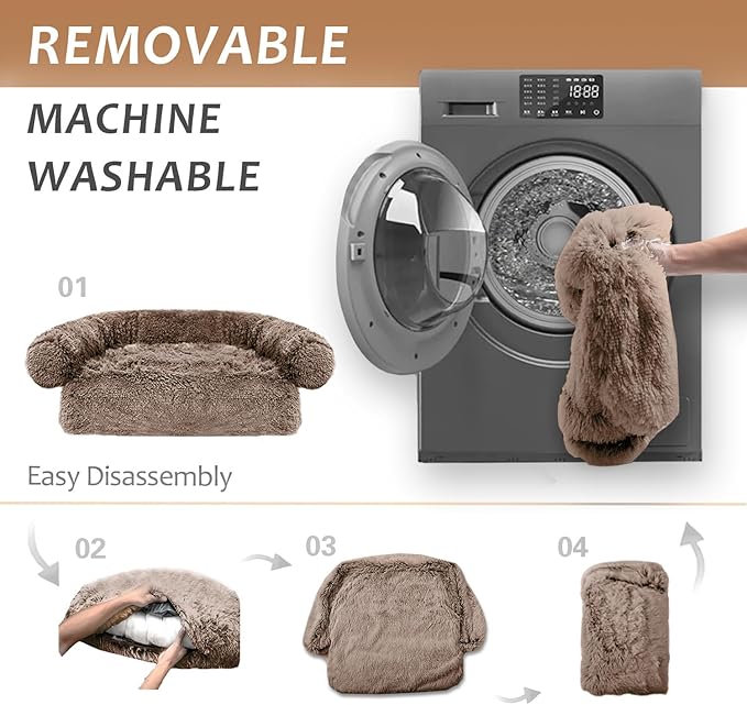 Tinaco Calming Dogs/Cats Bed Mats, Dog Pad Washable Removable Couch Cover, Plush Long Fur Mat for Pets, Waterproof Lining, Perfect for Small, Medium and Large Dogs and Cats (Desert Brown, 59"x39")