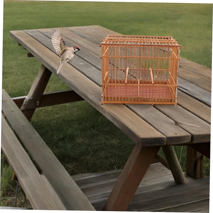 Natural Bamboo Birdcage Stand Small Bird Travel Cage Budgie Cage Parrot Carrier Parakeet Carrier for Cockatiels