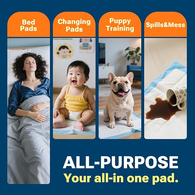 CLEAN SPACES 30" x 36" 50 Count Super Absorbency Disposable Bed Pads for Adults, Leakproof Quick Drying Underpads for Adults Baby Puppy, Incontinence Pads, Puppy Pad Dog Training Pee Pads